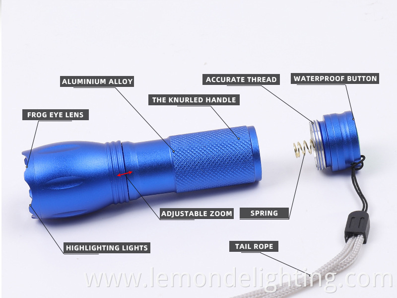 Small Zoomable LED Tactical Flashlight